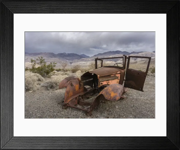Framed Print : Old car abandoned near Ballarat Ghost Town in the Death Valley National Park desert, California, USA Framed Print : Old car abandoned near Ballarat Ghost Town in the Death Valley National Park desert, California, USA