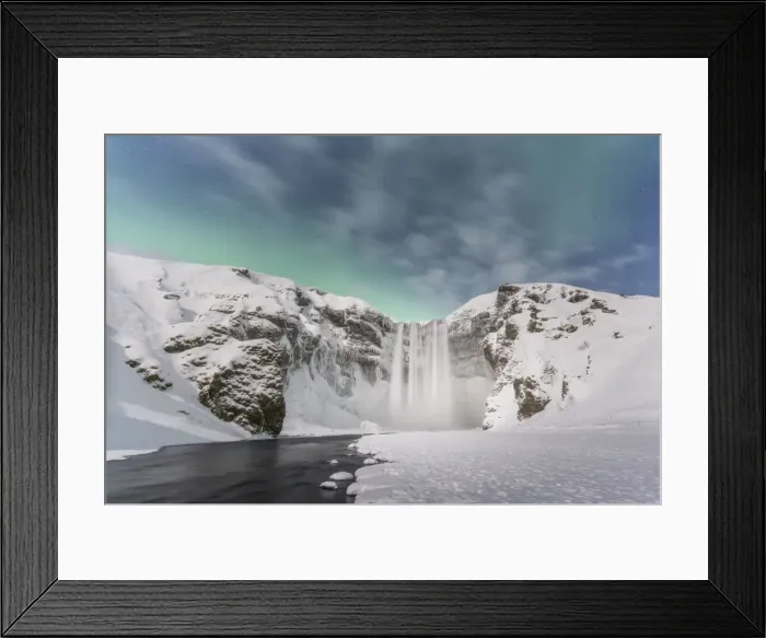 Framed Print : Iceland: the Aurora Borealis is coming over Skogafoss Framed Print : Iceland: the Aurora Borealis is coming over Skogafoss