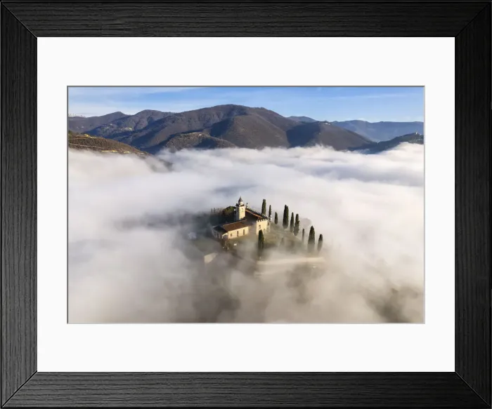 Framed Print : Santissima di Gussago over the clouds in Franciacorta, Brescia province in Lombardy, Italy Framed Print : Santissima di Gussago over the clouds in Franciacorta, Brescia province in Lombardy, Italy
