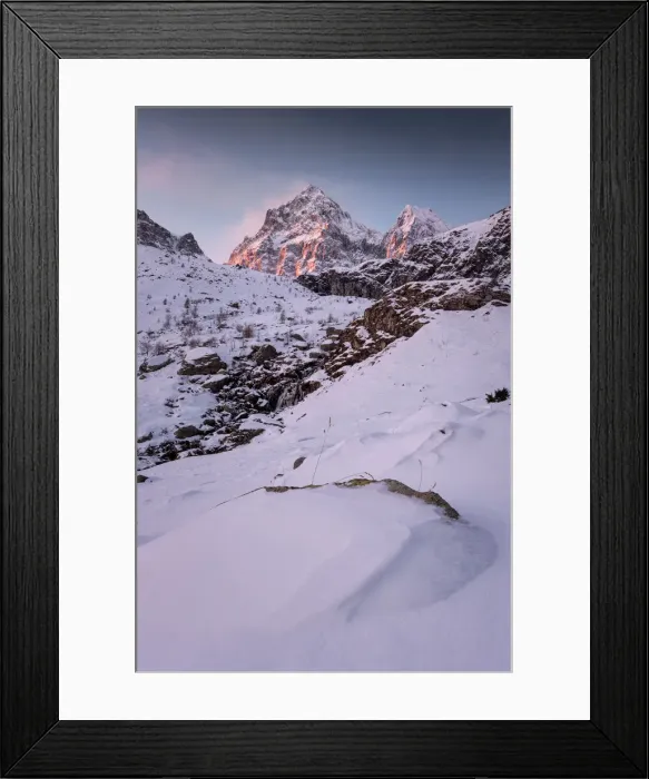 Framed Print : A winter sunrise at Monviso, Monviso Natural Park, Po Valley, Crissolo, Cuneo province, Piedmont, Italy Framed Print : A winter sunrise at Monviso, Monviso Natural Park, Po Valley, Crissolo, Cuneo province, Piedmont, Italy