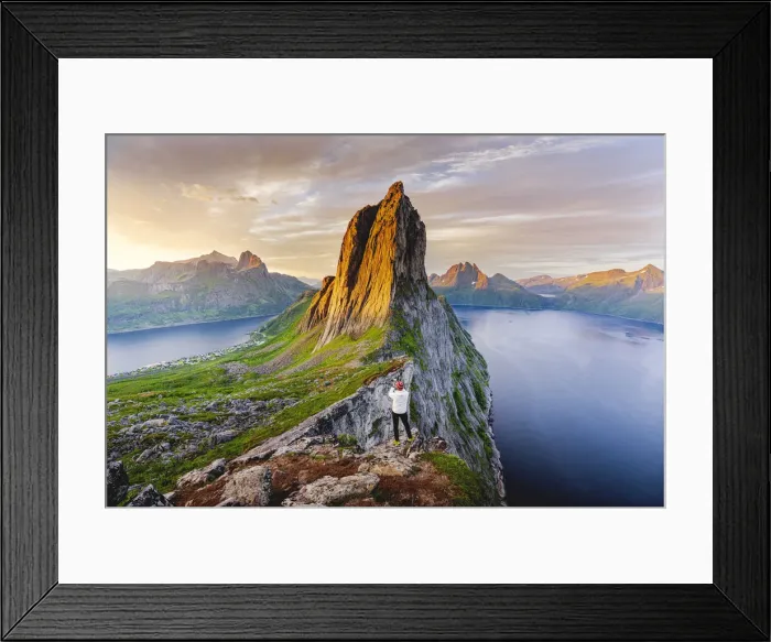 Framed Print : Segla mountain with smartphone at dawn, Senja island, Troms county, Norway (MR) Framed Print : Segla mountain with smartphone at dawn, Senja island, Troms county, Norway (MR)
