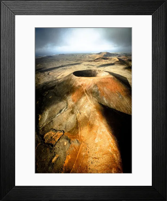 Framed Print : Aerial panoramic view of Calderon Hondo volcano, Corralejo, Fuerteventura, Canary Islands, Spain Framed Print : Aerial panoramic view of Calderon Hondo volcano, Corralejo, Fuerteventura, Canary Islands, Spain