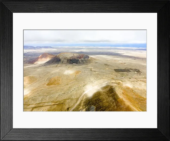 Framed Print : Aerial view of empty road crossing the volcanic landscape, Corralejo, Fuerteventura, Canary Islands, Spain Framed Print : Aerial view of empty road crossing the volcanic landscape, Corralejo, Fuerteventura, Canary Islands, Spain