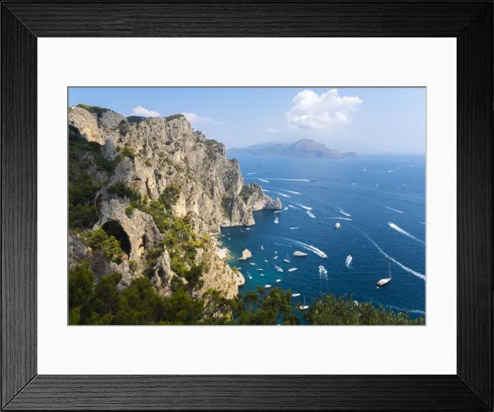 Framed Print : Capri island coast, with Amalfi Coast on the background. Capri, Campania, Italy