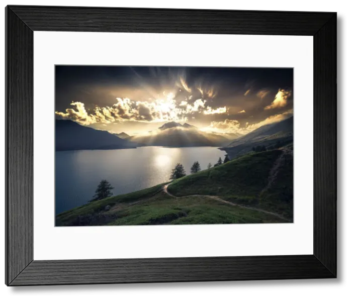 Framed Print : Sunset on the Lake of Mont-Cenis, between Susa Valley, Turin province, Italy and Maurienne Valley, France Framed Print : Sunset on the Lake of Mont-Cenis, between Susa Valley, Turin province, Italy and Maurienne Valley, France