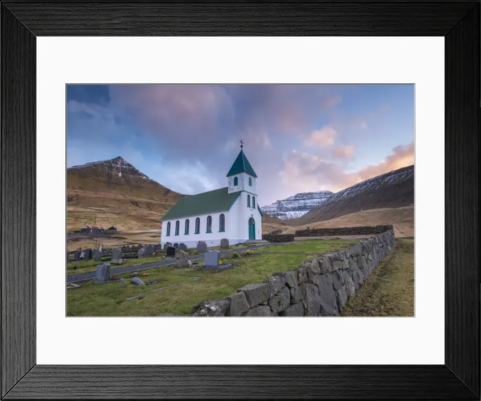 Framed Print : Church in the village of Gjogv on the island of Eysturoy, Faroe Islands, Denmark Framed Print : Church in the village of Gjogv on the island of Eysturoy, Faroe Islands, Denmark