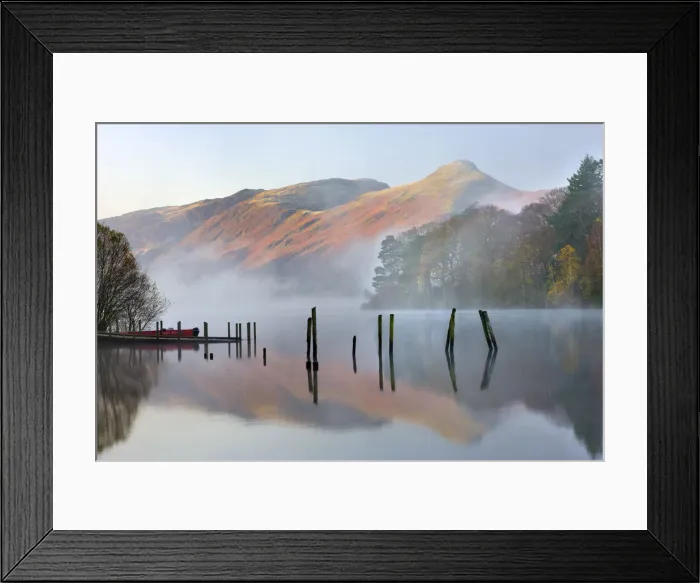 Framed Print : Early morning tranquil scenes of Derwent Water, with Catbells rising out of the mist in the background, Lake District National Park, Cumbria, England, UK. Autumn (November) 2009 Framed Print : Early morning tranquil scenes of Derwent Water, with Catbells rising out of the mist in the background, Lake District National Park, Cumbria, England, UK. Autumn (November) 2009