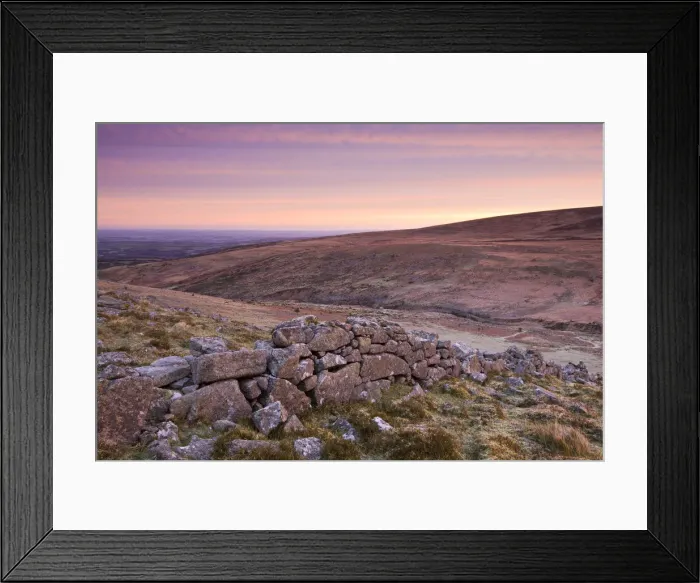 Framed Print : Irishmans Wall and Cosdon Hill from Belstone Common at sunrise, Dartmoor National Park, Devon, England. Winter (December) 2009 Framed Print : Irishmans Wall and Cosdon Hill from Belstone Common at sunrise, Dartmoor National Park, Devon, England. Winter (December) 2009