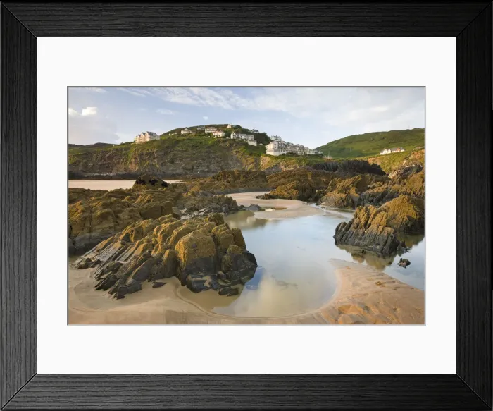 Framed Print : Rockpools on Combesgate Beach, looking towards Mortehoe, Woolacombe, Devon, England. Summer (June) 2010 Framed Print : Rockpools on Combesgate Beach, looking towards Mortehoe, Woolacombe, Devon, England. Summer (June) 2010