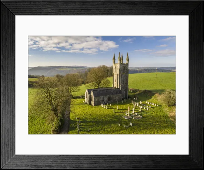 Framed Print : Aerial view of the pretty Church of All Saints in Dunterton, Devon, England. Spring (March) 2021 Framed Print : Aerial view of the pretty Church of All Saints in Dunterton, Devon, England. Spring (March) 2021