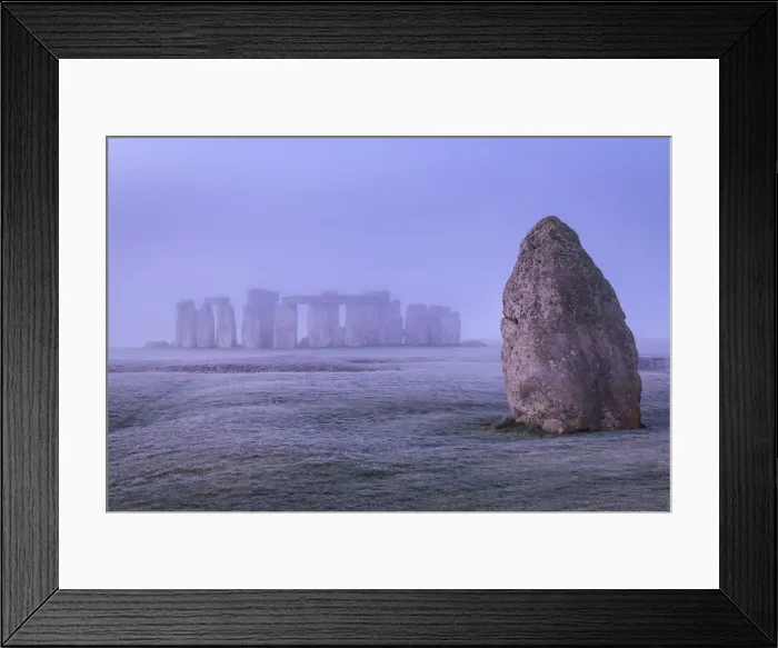 Framed Print : The Heel Stone and Stonehenge at dawn on a misty, frosty morning, Wiltshire, England. Winter (January) 2022 Framed Print : The Heel Stone and Stonehenge at dawn on a misty, frosty morning, Wiltshire, England. Winter (January) 2022
