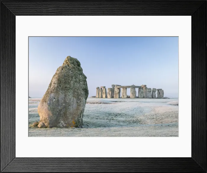 Framed Print : Stonehenge and the Heel Stone at dawn on a chill frosty winter morning, Wiltshire, England. Winter (January) 2022 Framed Print : Stonehenge and the Heel Stone at dawn on a chill frosty winter morning, Wiltshire, England. Winter (January) 2022