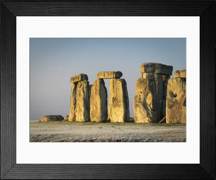 Framed Print : Morning sunlight shining on Stonehenges Sarsen Stones, Stonehenge, Wiltshire, England. Winter (January) 2022 Framed Print : Morning sunlight shining on Stonehenges Sarsen Stones, Stonehenge, Wiltshire, England. Winter (January) 2022