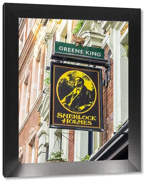 Sherlock holmes pub sign, Trafalgar Square, London, England, Uk