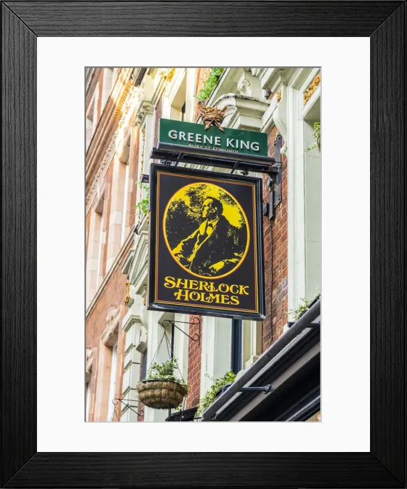 Framed Print : Sherlock holmes pub sign, Trafalgar Square, London, England, Uk Framed Print : Sherlock holmes pub sign, Trafalgar Square, London, England, Uk