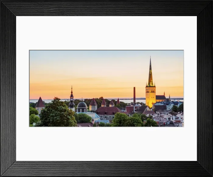 Framed Print : View over the Old Town towards St Olafs Church at dawn, Tallinn, Estonia Framed Print : View over the Old Town towards St Olafs Church at dawn, Tallinn, Estonia