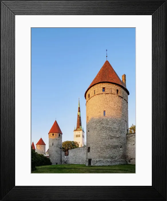 Framed Print : Old Town Walls and St Olafs Church at sunset, Tallinn, Estonia Framed Print : Old Town Walls and St Olafs Church at sunset, Tallinn, Estonia