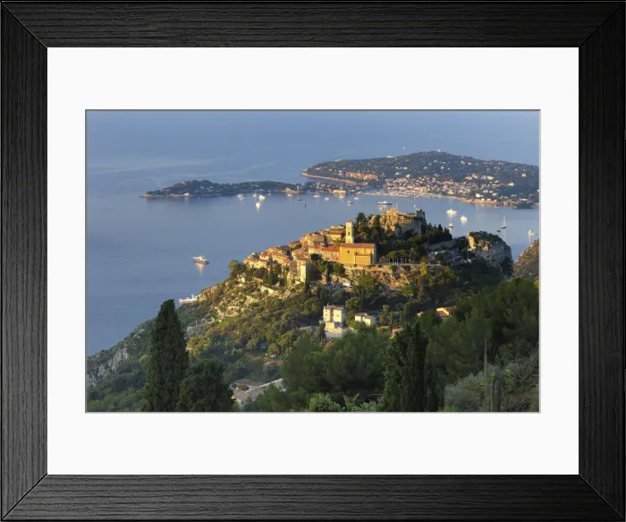Framed Print : Eze and Saint-Jean-Cap-Ferret, Alpes-Maritimes, Provence-Alpes-Cote d Azur, French Riviera, France
