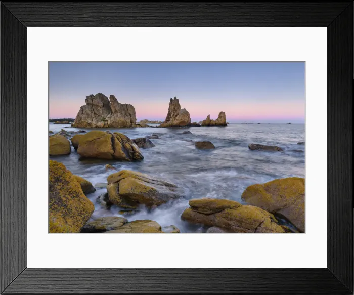 Framed Print : Rocky coastline, Cote de Ajoncs, Atlantic Ocean, Plougrescant, Brittany, France, Western Europe