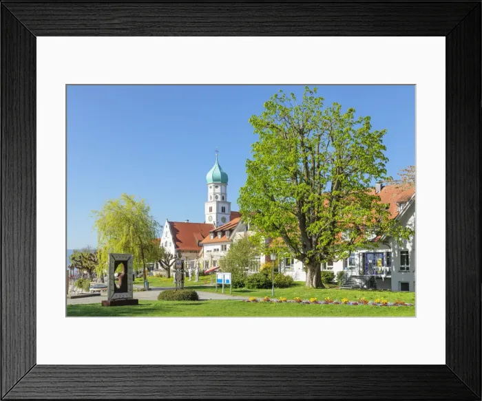 Framed Print : Peninsula with St. Georg church in spring, Wasserburg, Lake Constance, Swabia, Bavaria, Germany Framed Print : Peninsula with St. Georg church in spring, Wasserburg, Lake Constance, Swabia, Bavaria, Germany