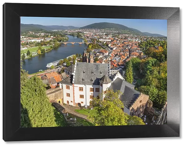 View from Mildenburg Castle over the old town of Miltenberg, Lower Franconia, Bavaria, Germany