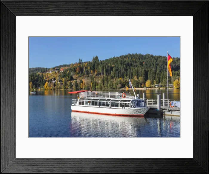 Framed Print : Excursion boat on Lake Titisee, Southern Black Forest, Baden-Wurttemberg, Germany Framed Print : Excursion boat on Lake Titisee, Southern Black Forest, Baden-Wurttemberg, Germany