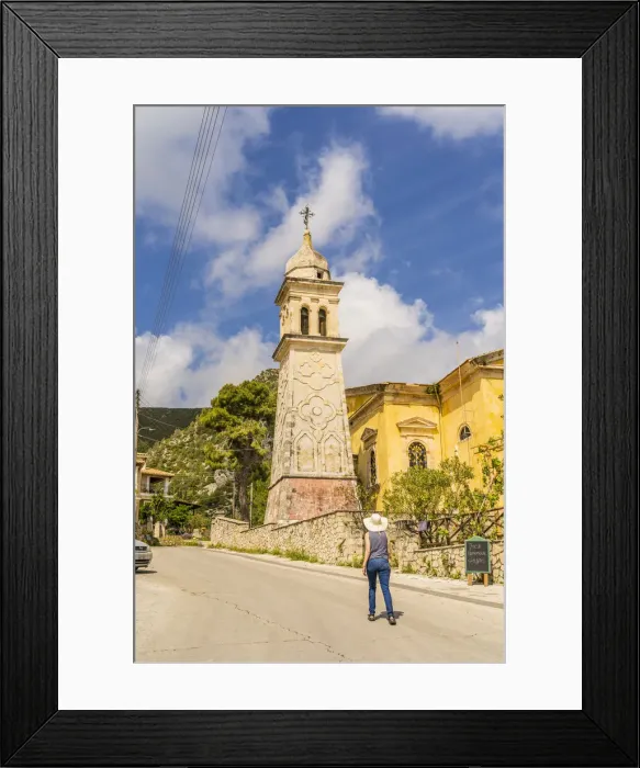 Framed Print : A girl in a hat by the Church of Agia Marina, Agia Marina, Zakynthos, Zante, Ionian Islands, Greece Framed Print : A girl in a hat by the Church of Agia Marina, Agia Marina, Zakynthos, Zante, Ionian Islands, Greece