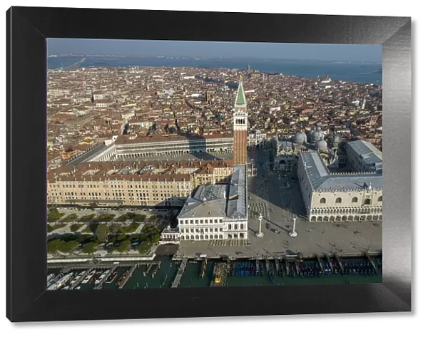Aerial view of St Mark square, Venice, Veneto, Italy, Europe