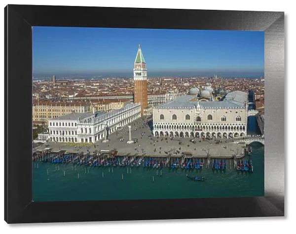 Aerial view of St Mark square, Venice, Veneto, Italy, Europe