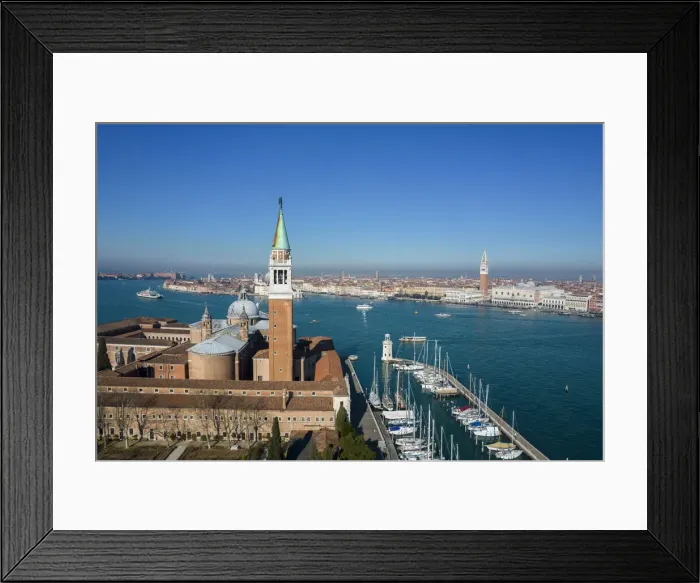 Framed Print : Aerial view of Isola di San Giorgio Maggiore with church San Giorgio Maggiore, San Marco basin, Doges Palace and city centre Venice, Veneto, Italy, Europe. +49, 1 m Framed Print : Aerial view of Isola di San Giorgio Maggiore with church San Giorgio Maggiore, San Marco basin, Doges Palace and city centre Venice, Veneto, Italy, Europe. +49, 1 m