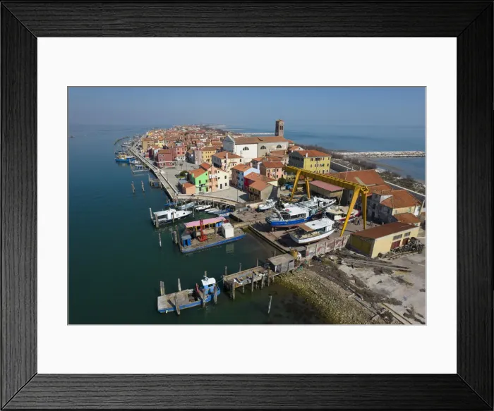 Framed Print : Aerial view of Isola di Pellestrina, Venice, Veneto, Italy, Europe