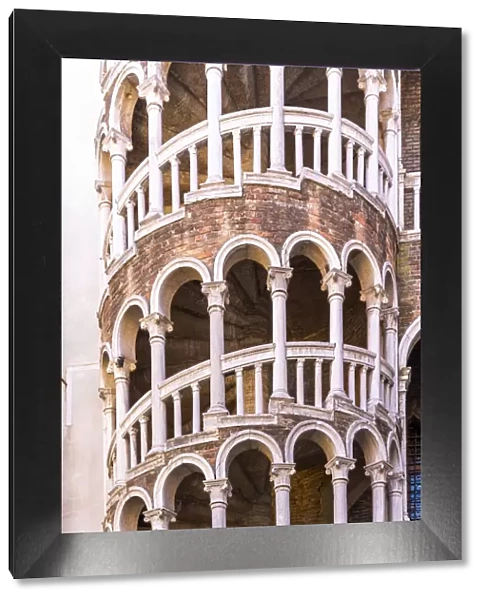Venice, Veneto, North East Italy, Europe. Palazzo Contarini del Bovolo and detail of external spiral staircase