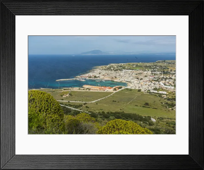 Framed Print : europe, Italy, Sicily, Favignana. View from the mountain towards the harbour Framed Print : europe, Italy, Sicily, Favignana. View from the mountain towards the harbour