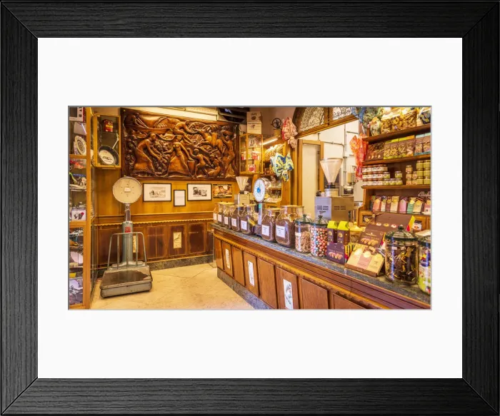 Framed Print : Europe, Italy, Sicily. Palermo. Inside the coffee shop