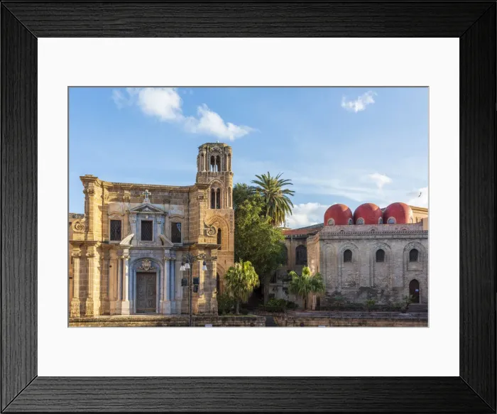 Framed Print : Europe, Italy, Sicily. Palermo. Piazza Bellini with the churches San Cataldo and Santa Maria dell Ammiraglio Framed Print : Europe, Italy, Sicily. Palermo. Piazza Bellini with the churches San Cataldo and Santa Maria dell Ammiraglio
