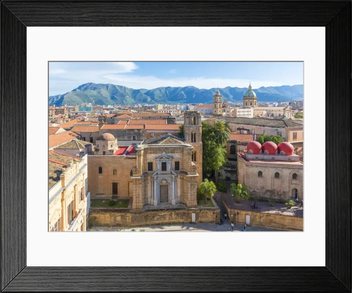 Framed Print : Europe, Italy, Sicily. Palermo. Piazza Bellini with the churches San Cataldo and Santa Maria dell Ammiraglio Framed Print : Europe, Italy, Sicily. Palermo. Piazza Bellini with the churches San Cataldo and Santa Maria dell Ammiraglio