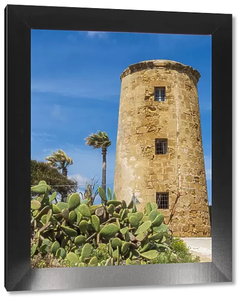 europe, Italy, Sicily. Torre Saurella (or Sorella), ancient watchtower of Torretta Granitola