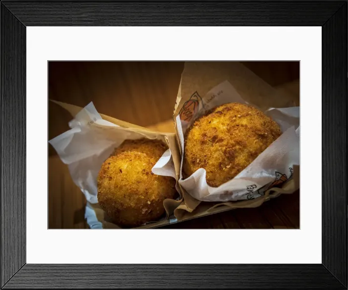 Framed Print : europe, Italy, Sicily. Arancini - traditional sicilian street food made of rice and other ingredients Framed Print : europe, Italy, Sicily. Arancini - traditional sicilian street food made of rice and other ingredients