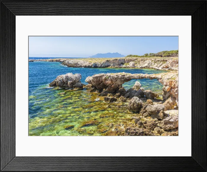 Framed Print : europe, Italy, Sicily, Favignana. bay, the Ulisses arch of the Cala Rotonda Framed Print : europe, Italy, Sicily, Favignana. bay, the Ulisses arch of the Cala Rotonda