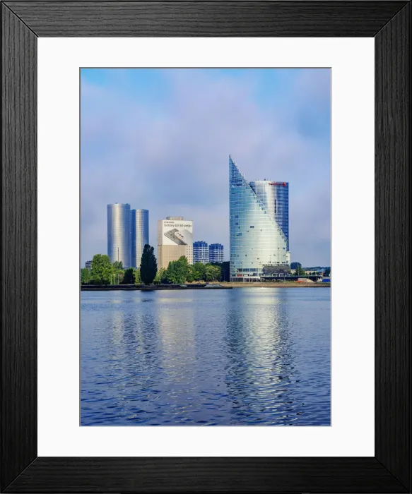 Framed Print : View over Daugava River towards Swedbank Building, Riga, Latvia Framed Print : View over Daugava River towards Swedbank Building, Riga, Latvia