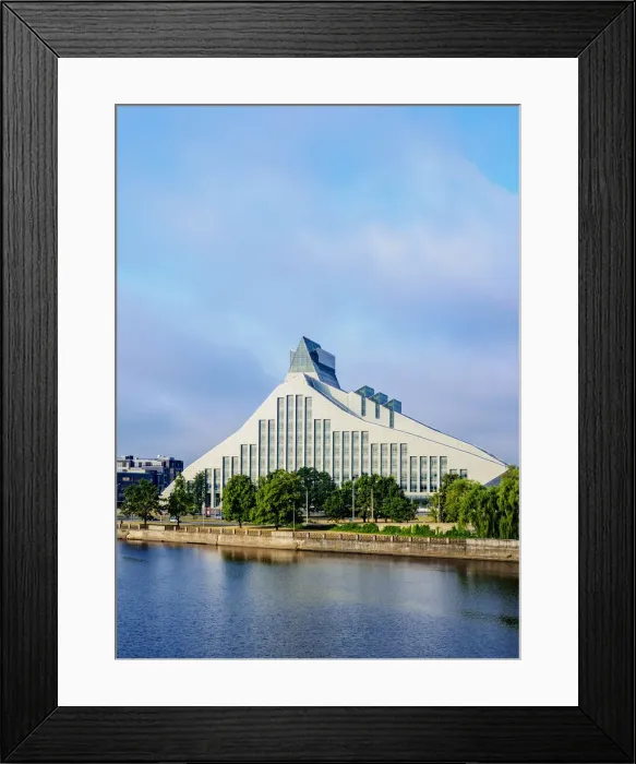 Framed Print : View over Daugava River towards National Library of Latvia, Riga, Latvia Framed Print : View over Daugava River towards National Library of Latvia, Riga, Latvia