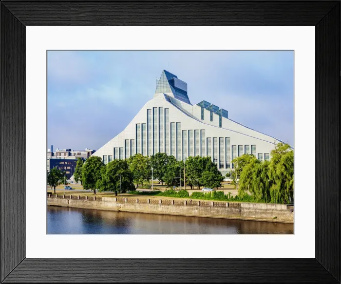 Framed Print : View over Daugava River towards National Library of Latvia, Riga, Latvia Framed Print : View over Daugava River towards National Library of Latvia, Riga, Latvia