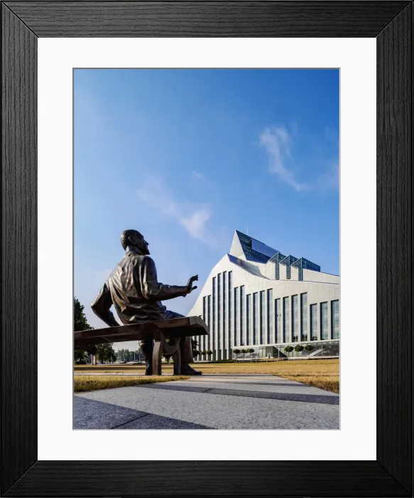 Framed Print : Two Rainis Sculpture by Aigars Bikse in front of the National Library of Latvia, Riga, Latvia Framed Print : Two Rainis Sculpture by Aigars Bikse in front of the National Library of Latvia, Riga, Latvia
