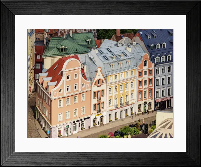 Framed Print : Houses at Tirgonu iela, elevated view, Old Town, Riga, Latvia Framed Print : Houses at Tirgonu iela, elevated view, Old Town, Riga, Latvia