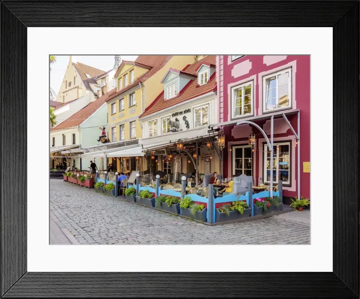 Framed Print : Restaurants at Livu Square, Riga, Latvia Framed Print : Restaurants at Livu Square, Riga, Latvia