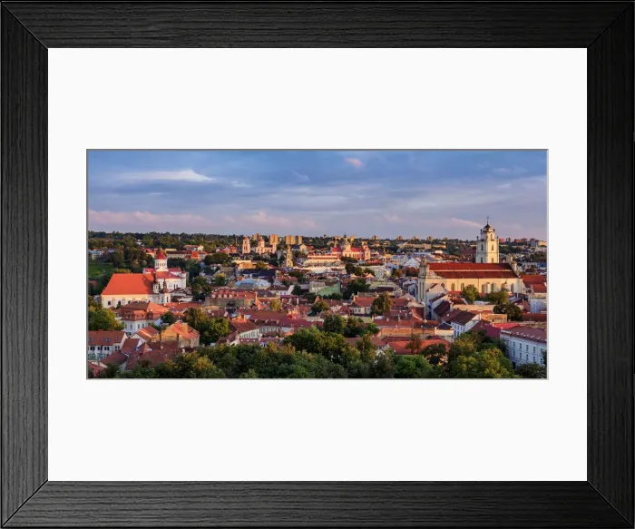 Framed Print : Old Town Skyline at sunset, elevated view, Vilnius, Lithuania Framed Print : Old Town Skyline at sunset, elevated view, Vilnius, Lithuania