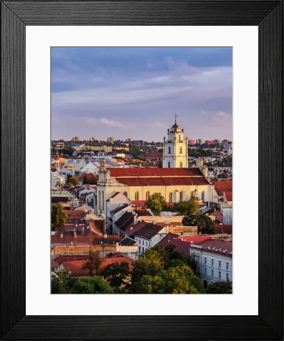 Framed Print : Church of St. Johns at sunset, elevated view, Vilnius, Lithuania Framed Print : Church of St. Johns at sunset, elevated view, Vilnius, Lithuania