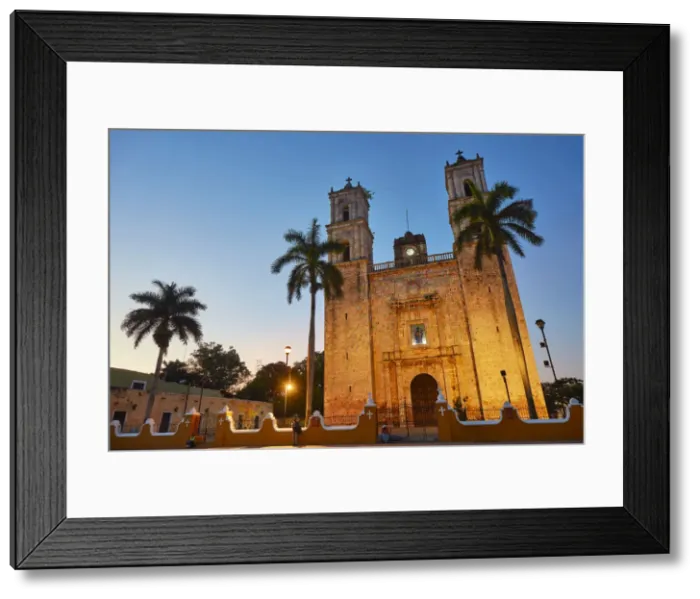 Framed Print : The main facade of the San Gervasio Church Cathedral at sunrise, Valladolid, Yucatan, Mexico