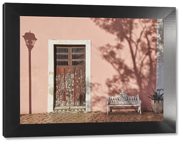 The front door of a colonial house on 'Calzada de los Frailes', Valladolid, Yucatan, Mexico