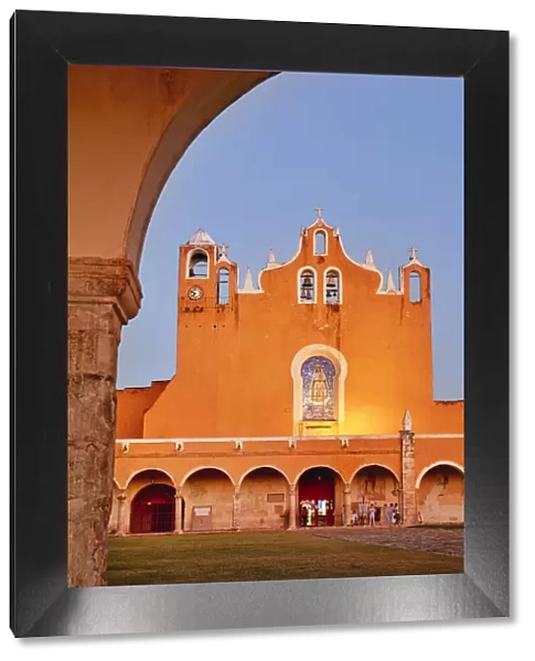 The main facade of the San Antonio de Padua Convent in Izamal, Yucatan, Mexico